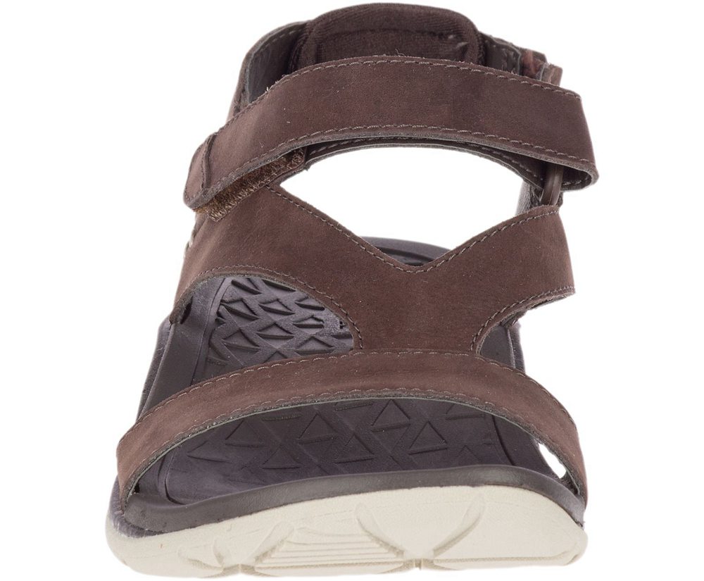 Sandały Merrell Damskie Brązowe - Trailway Backstrap Skórzane - 734069-NYG